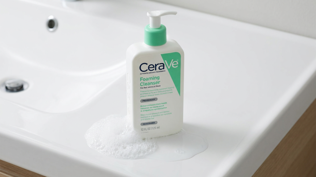 2. غسول سيرافي الرغوي CeraVe Foaming Cleanser